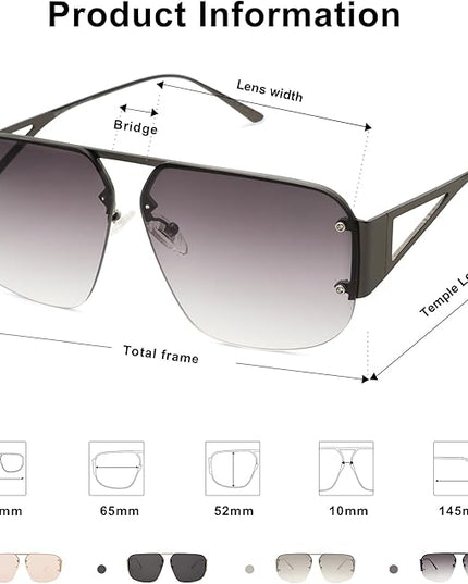 SOJOS Trendy Aviator Sunglasses Mens Womens Retro Metal Rimless Frame Shades Lentes De Sol Para Mujer SJ1192