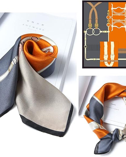 ANDANTINO 100% Real Mulberry Silk Scarf -21'' x 21''- Lightweight Neckerchief –Women Men Small Square Digital Printed Scarves
