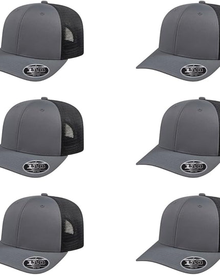 Cap America i8502 Flexfit 110 Premium Mid Profile 6-Panel Mesh Back Trucker Cap Hat w/UV Guard & Adjustable Snapback