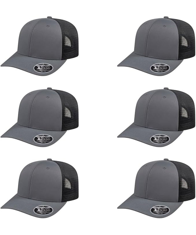 Cap America i8502 Flexfit 110 Premium Mid Profile 6-Panel Mesh Back Trucker Cap Hat w/UV Guard & Adjustable Snapback