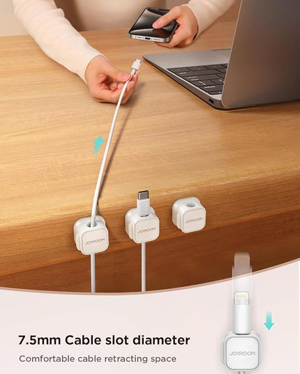 9 Pack Magnetic Cable Clips [Cable Smooth Adjustable] Cord Holder, Under Desk Cable Management, JOYROOM Adhesive Wire Holder Keeper Organizer for Home Office Desk Phone Car Wall Desktop Nightstand