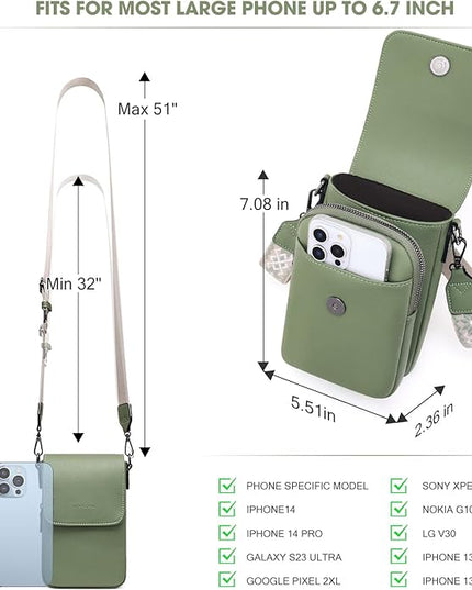 POIUGOYA Small Crossbody Bags for Women Trendy,Leather Triple Compartment Cell Phone Crossbody Wallet Purses with Card Slots