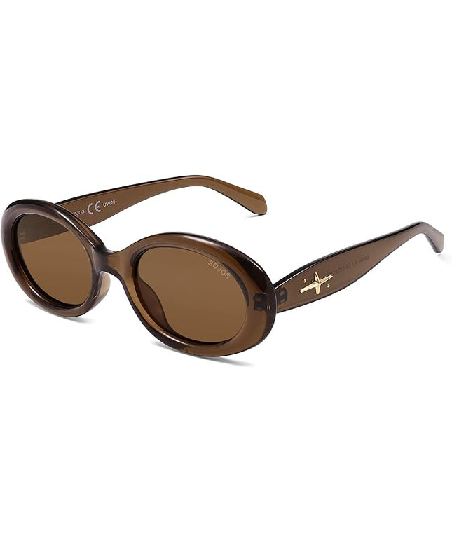 SOJOS Small Retro Oval Polarized Sunglasses for Women Men 90s Vintage UV400 Protection Tiny Sun Glasses SJ2286