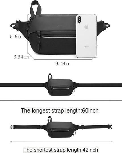 Crossbody Fanny Pack Belt Bag for Women & Men with Multi-Pockets, Waterproof Sling Bag for Travel, Running, Hiking, Cycling, Fashion Waist Bag Fits All Phones, Perfect Running Bag