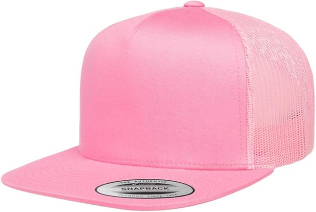 Yupoong 5-Panel YP Classic Trucker Cap | High Profile Flat Visor Snapback | OSFM | Bulk Packs Available