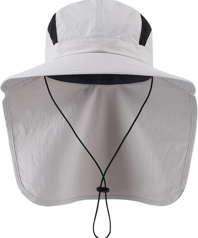 Home Prefer UPF 50+ Sun Hats for Men Women Wide Brim Fishing Hat with Neck Flap UV Protection Sunblock Safari Bucket Hat