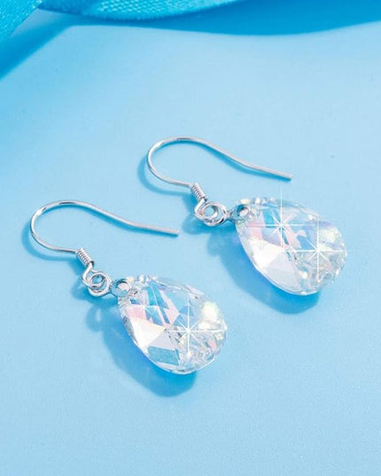 Teardrop Austrian Crystal Drop Dangle Earrings for Women 925 Sterling Silver Hook Hypoallergenic Jewelry