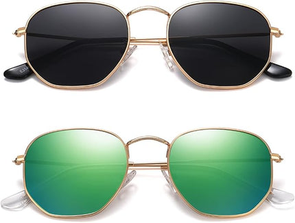 MEETSUN Polarized Hexagon Sunglasses for Women Men Polygon Square Sun Glasses UV400 Protection Metal Frame