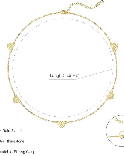 Cute Heart Necklace Dainty 18k Gold Plated Tiny Heart Pendant Choker Necklaces Small Gold Love Open Heart Chain Necklace for Women Simple Gold Necklace for Women Trendy Jewelry