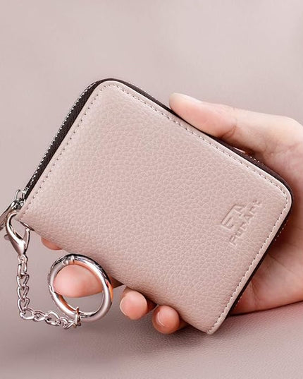 FurArt Zipper Wallet Women, RFID Blocking Credit Card Wallet, Business Card Holder, Compact Size KeyChain Wallet