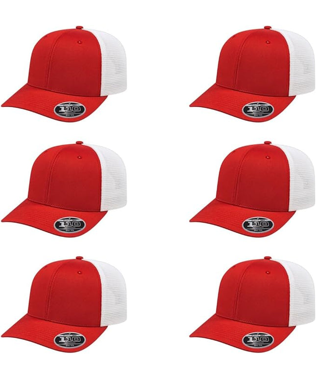 Cap America i8502 Flexfit 110 Premium Mid Profile 6-Panel Mesh Back Trucker Cap Hat w/UV Guard & Adjustable Snapback