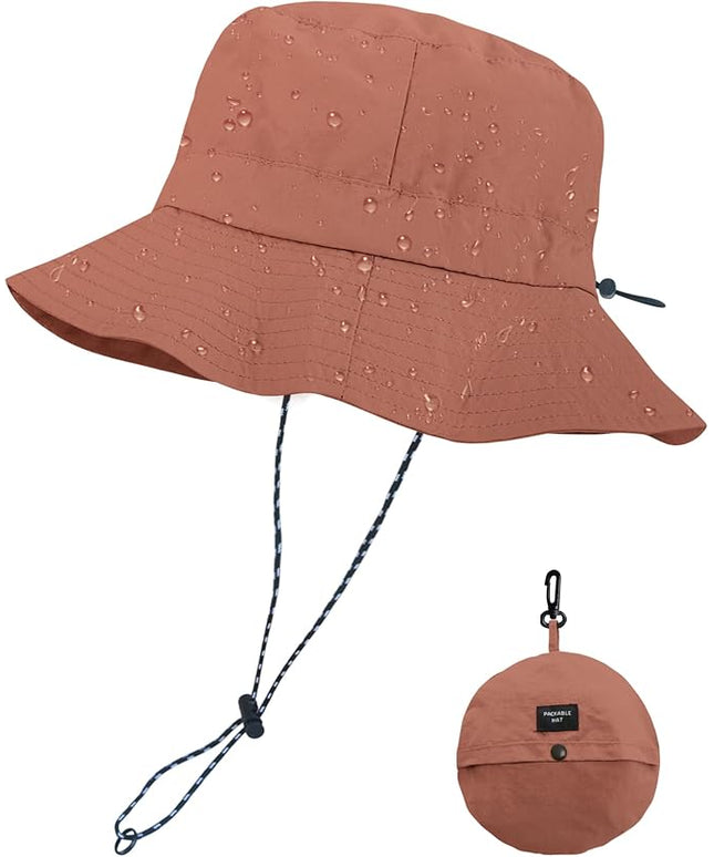 PFFY Quick Dry Waterproof Packable Bucket Hat for Women Men Outdoor Sun Hats with Detachable Chin Strap