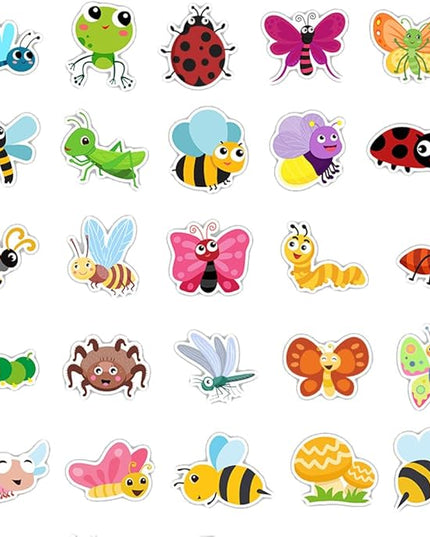Cartoon Insects(Bees Butterfly Ladybug) Stickers for Boys Girls Kids,50 Pcs Cute Waterproof Vinyl Stickers for Water Bottles Laptop Flasks Computer Car Bike - Lovely Decals Pack(Insects -50pcs)