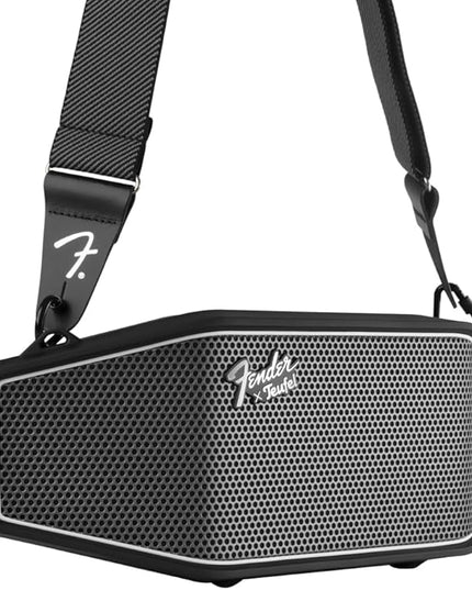 Fender x Teufel ROCKSTER CROSS Portable Wireless Bluetooth Speaker – Rugged, Waterproof, 16 Hours of Battery, Powerful Stereo Sound, Subwoofer, Built-in Power Bank, Fender Guitar Strap (Black & Steel)