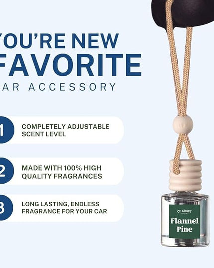 C&E Craft Co Hanging Car Air Freshener Diffuser 2 Pack, Long Lasting Fragrance Oil Car Freshener, Glass Bottle Auto Air Freshener, Made in USA (Flannel Pine)