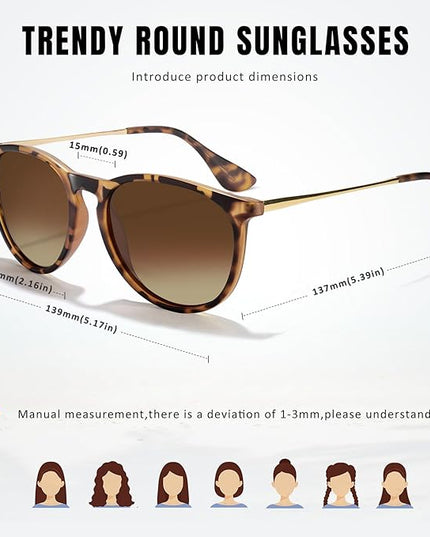 CHBP Polarized Sunglasses for Women Men - Trendy 2025 Vintage Classic Retro Round Mirrored Lens Designer Style