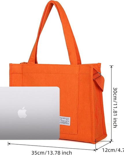 Valleycomfy Corduroy Tote Bag for Women Travel Crossbody Bag Purse Women Shoulder Bags Work Handbags Everyday Hobo Bag