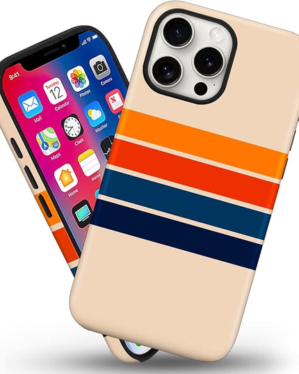 Magnetic for iPhone 16 Pro Max Case Cute Stripes Phone Case, Shockproof Slim TPU and Hard PC Protective Phone Cover Compatible with MagSafe Designed for Women Girls,