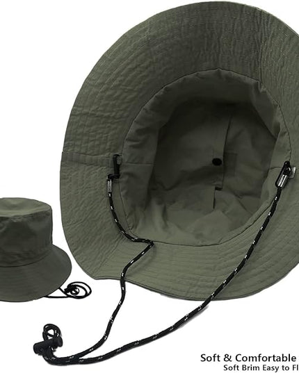 woogwin Waterproof Bucket Rain Hat with Chin Strap Quick Dry Packable Boonie Sun Hat Safari Hat UV Protection