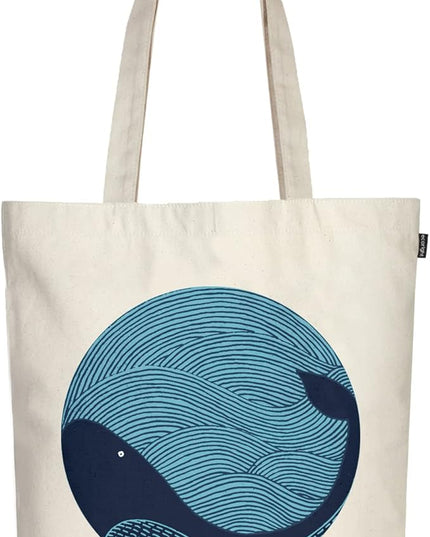 Ecoright Tote Bag for Women with Zipper, Small Tote Bag, Canvas Bag, Reusable Cotton Bag for Beach, Grocery, School & Work