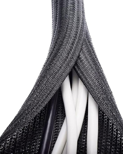 ZhiYo 6.6ft - 4/5 inch Cable Sleeve, Cord Wrap Wire Protector Tubing for Pets, PC Cable Wrap, Computer Cable Management Sleeve - Black