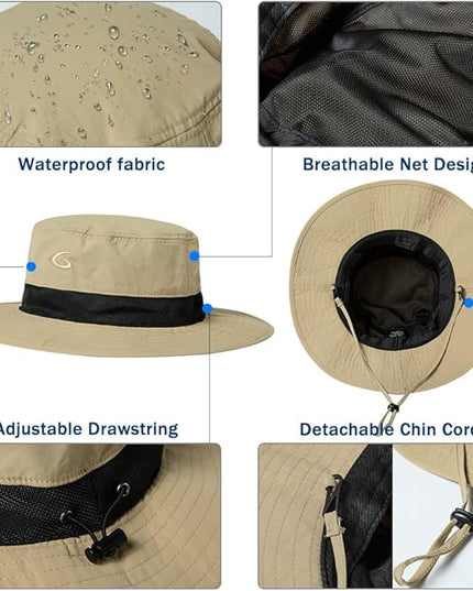 Oversized XL XXL Waterproof Sun Hat for Big Heads Mesh Bucket Hat Wide Brim Adjustable Packable Hiking Beach Fishing
