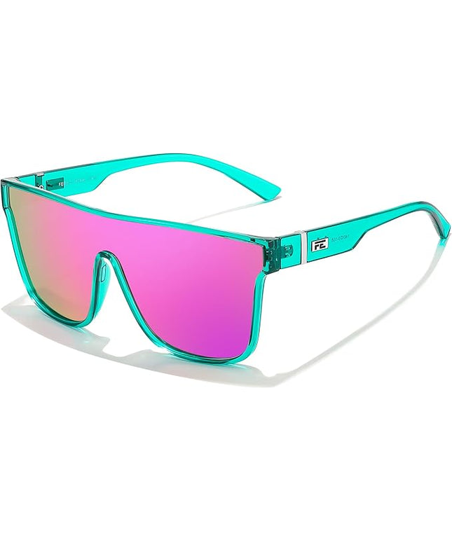 FEISEDY Sunglasses for Women Men, Fashion Mirrored Single Lens, Driving Beach Sunnies UV400 Shades B2996