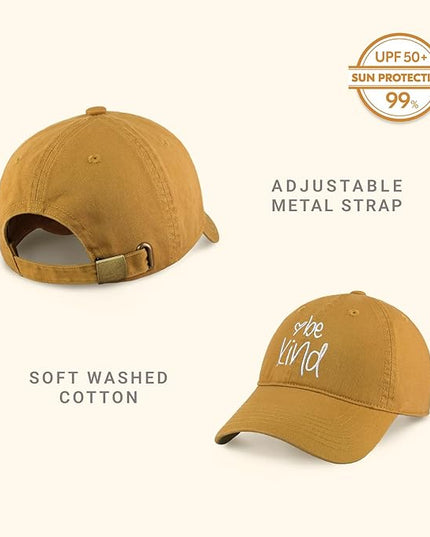 CHOK.LIDS Be Kind Trendy Womens Baseball Cap Unisex Fashion Cotton Polo Style Fun Inspirational Saying Seasonal Headwear