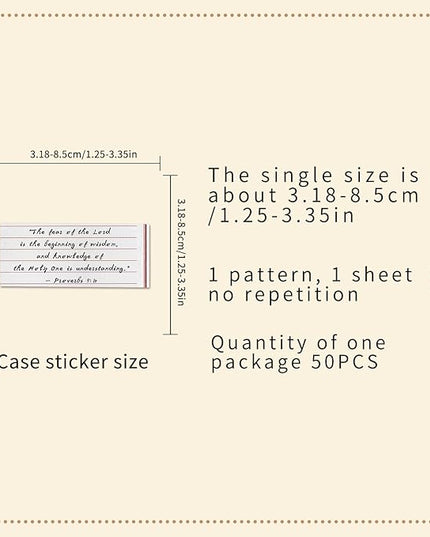 50Pcs Retro Bible Verse Stickers Scripture Christian Decals,Scripture Inspiring Journaling Religious Study Jesus Sticker for Water Bottles Laptops Scrapbooks