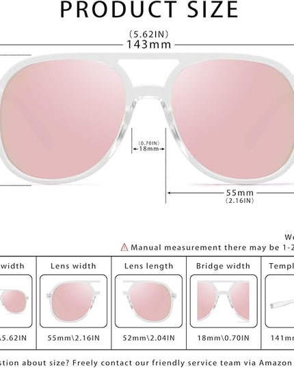 YDAOWKN Retro Square Aviator Sunglasses for Womens Mens Vintage 70s Double Bridge Sun Glasses