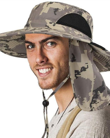 SUN CUBE Wide Brim Sun Hat Men Women, Fishing Hats Sun UV Protection, Mens Hiking Bucket Hat Safari Beach Boonie, UPF 50+