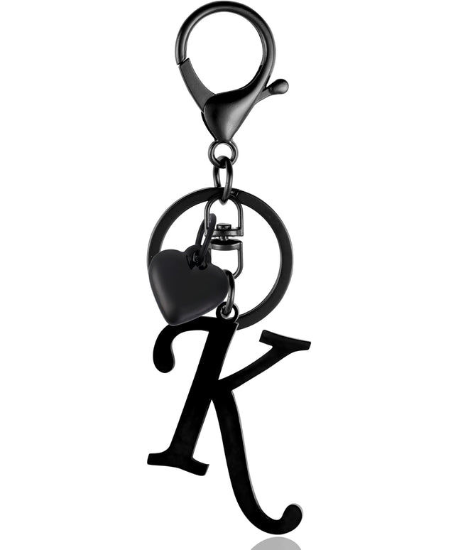 A-Z Heart Initial Letter Keychain, Stainless Steel Alphabet Charm for Handbags, Gift for Women and Girls