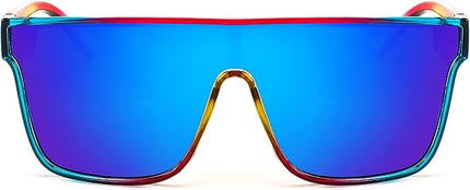 FEISEDY Sunglasses for Women Men, Fashion Mirrored Single Lens, Driving Beach Sunnies UV400 Shades B2996