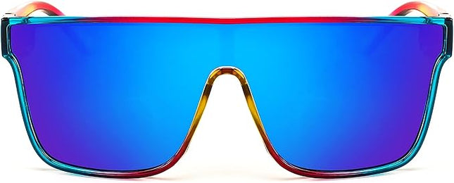 FEISEDY Sunglasses for Women Men, Fashion Mirrored Single Lens, Driving Beach Sunnies UV400 Shades B2996
