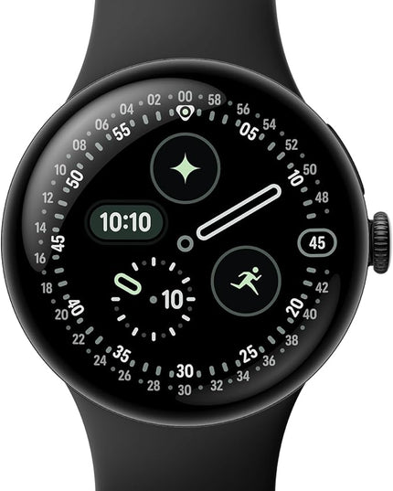 Google Pixel Watch 4 (45mm) - Android Smartwatch with Heart Rate and Sleep Tracking - 40-Hour Battery - Fitness Tracking - Google AI - Matte Black Aluminum Case - Obsidian Active Band - Wi-Fi