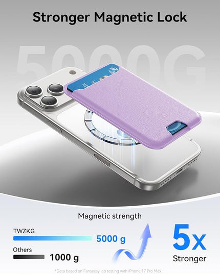 TWZKG for MagSafe Wallet, 3 Card Holder, Slim Magnetic Phone Wallet for iPhone 17/16/15/14/13/12 Pro Max Plus Air Series,RFID Blocking Vegan Leather,Purple