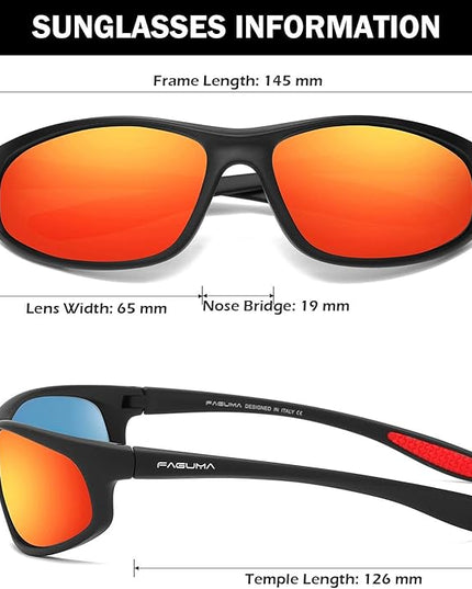 FAGUMA Polarized Sports Sunglasses For Men Cycling Driving Fishing UV400 Protection