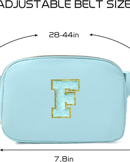 Gitus Gifts for 8 9 10 11 12 Year Old Girls Belt Bag Fanny Pack Crossbody Bags with Initial Letter Patch Cute Stuff Birthday Gifts for Teen Girls Women Personalized Trend Stuff (Icing Blue-F)