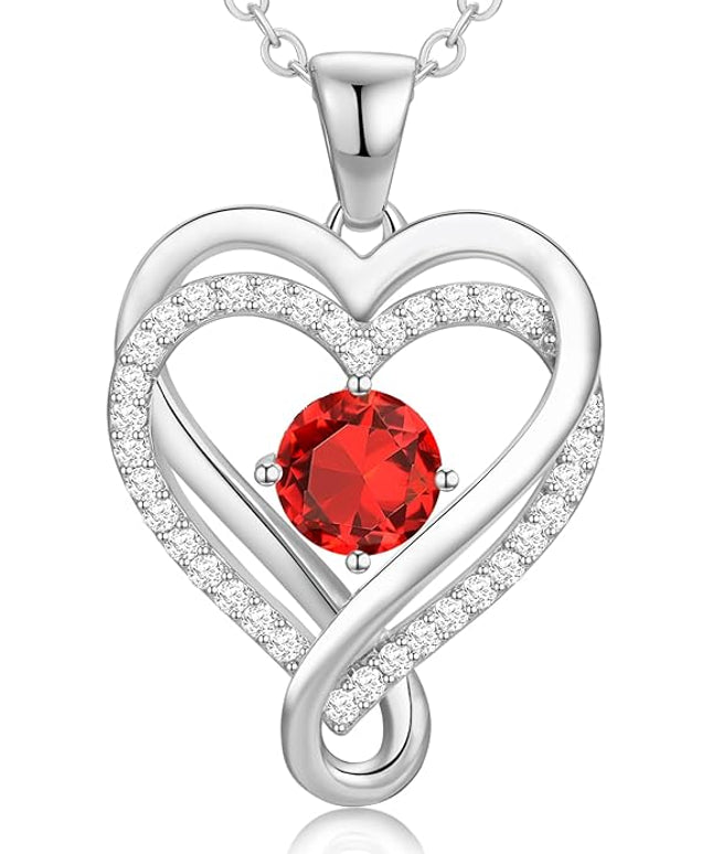 Infinity Love Heart Birthstone Necklace for Women Wife, S925 Sterling Silver Anniversary for Women Wife Birthday Gift for Her Girlfriend Mom Daughters, I Love You Women's Jewelry 18k Rose Gold Filled