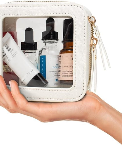 Travel Clear Makeup Bag Set, TSA Approved Cosmetic Bag Case with Zipper Portable Makeup Pouch Toiletry Bag Traveling Cosmetic Organizer Storage Bag Car Organizer Car Essentials