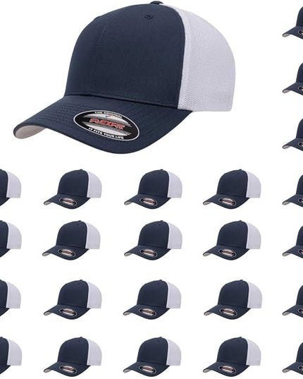 Flexfit 6511 Fitted Mid-Profile Stretchable Mesh Panels Trucker Cap | Bulk Pack Available