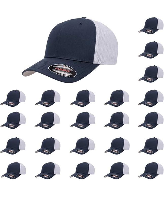 Flexfit 6511 Fitted Mid-Profile Stretchable Mesh Panels Trucker Cap | Bulk Pack Available