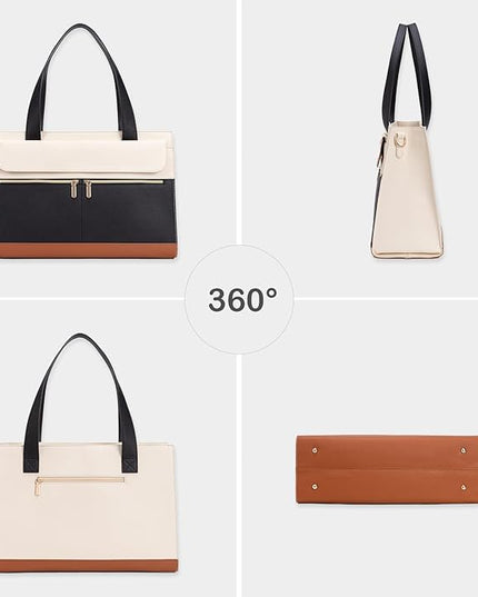 Laptop Bag for Women 15.6 Inch, Professional Tote Briefcase Purse, Eco-friendly Leather Teacher Bag Work Bag for Business