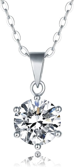 IMOLOVE Moissanite Solitaire Pendant Necklaces for Women Sterling Silver with 18K White Gold Plated 1-3 Carat D Color VVS1 Clarity Mossanite Jewelry for Women