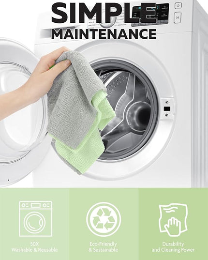 Fantasticlean Microfiber Cleaning Cloth Roll -75 Pack, Tear Away Microfiber Towels, 12" x 12", Reusable, Washable, Scratch Free, Ultra Absorbent Dishcloth for All-Around Cleaning Supplies (Green)