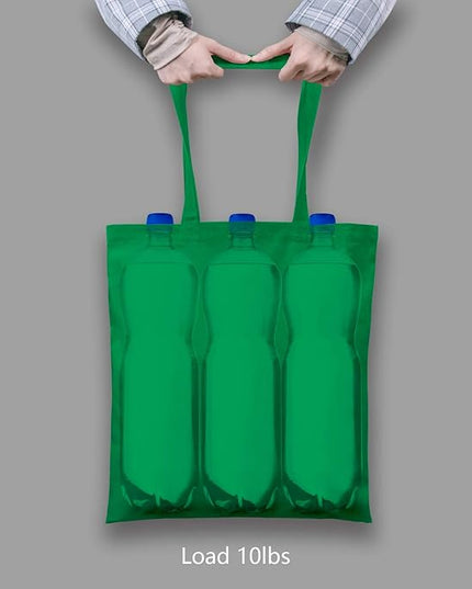 TOPDesign 12-Pack Economical 16"x15" Kelly Green Cotton Tote Bag, Lightweight Medium Reusable Grocery Shopping Cloth Bags, Suitable for DIY, Advertising, Promotion, Gift, Activity