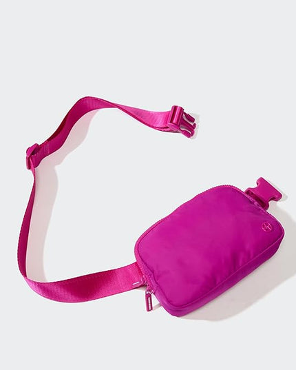 Pander Two Way Zipper Fanny Pack Nylon Everywhere Belt Bag for Women, Water Repellent Waist Packs, Crossbody Bags with Adjustable Strap (Grape Purple)