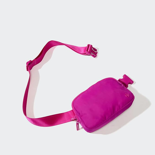 Pander Two Way Zipper Fanny Pack Nylon Everywhere Belt Bag for Women, Water Repellent Waist Packs, Crossbody Bags with Adjustable Strap (Grape Purple)