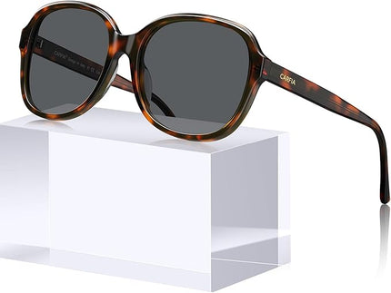 CARFIA Acetate Oversized Square Polarized Sunglasses for Women UV Protection Retro Trendy Big Shades
