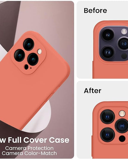 FireNova Designed for iPhone 14 Pro Case, Silicone Upgraded [Camera Protection] Phone Case with [2 Screen Protectors], Soft Anti-Scratch Microfiber Lining Inside, 6.1 inch, Pink Pomelo